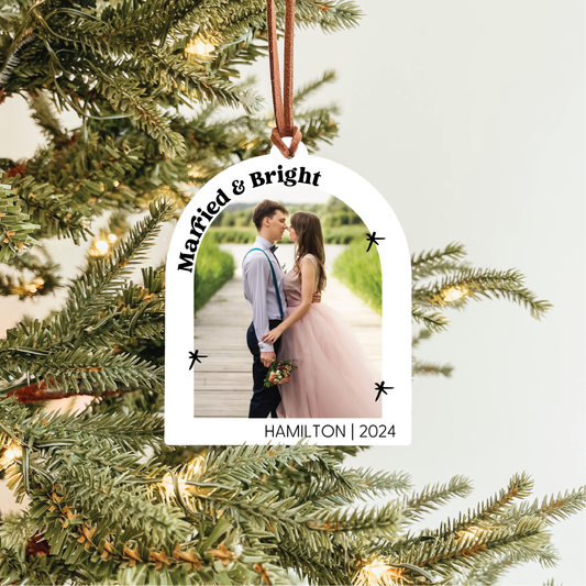 Married & Bright Arch Photo Ornament