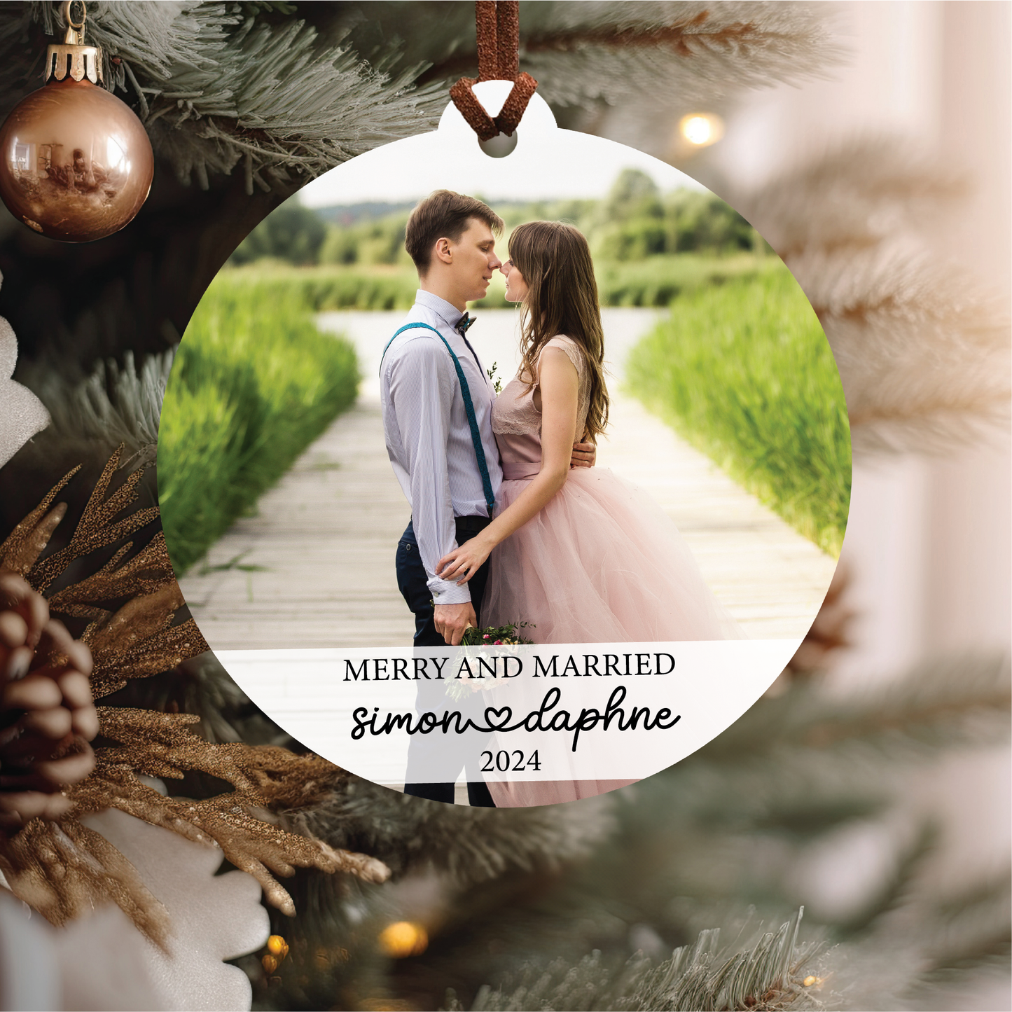 Merry and Married Photo Ornament