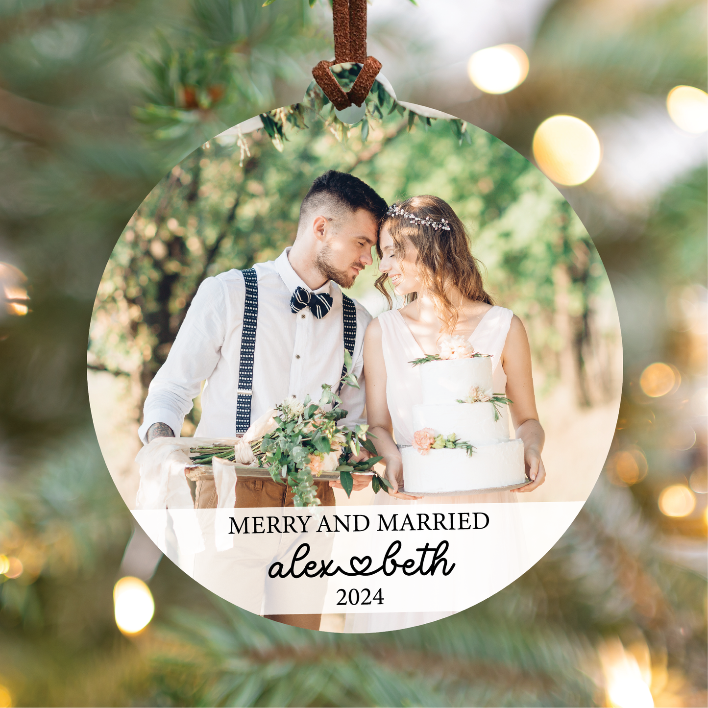 Merry and Married Photo Ornament