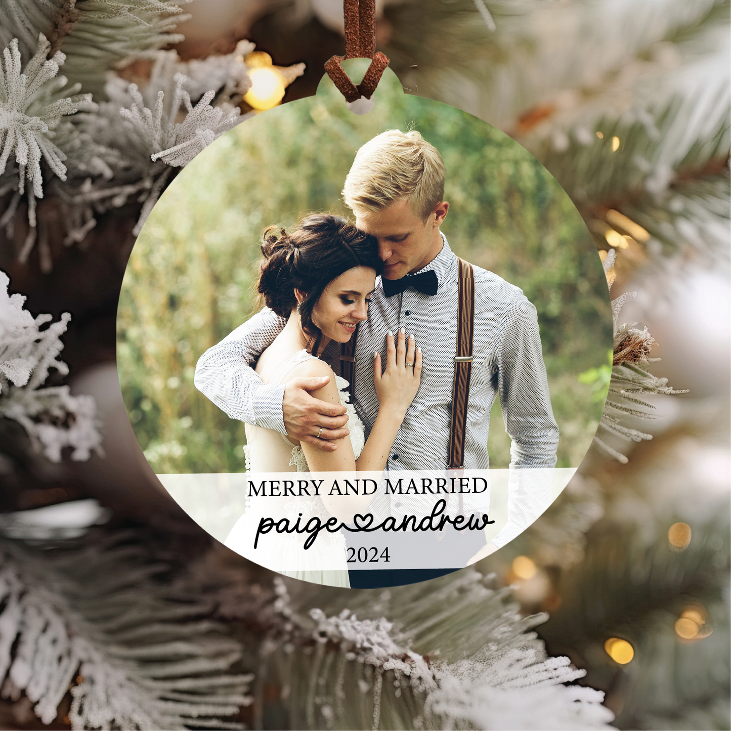 Merry and Married Photo Ornament