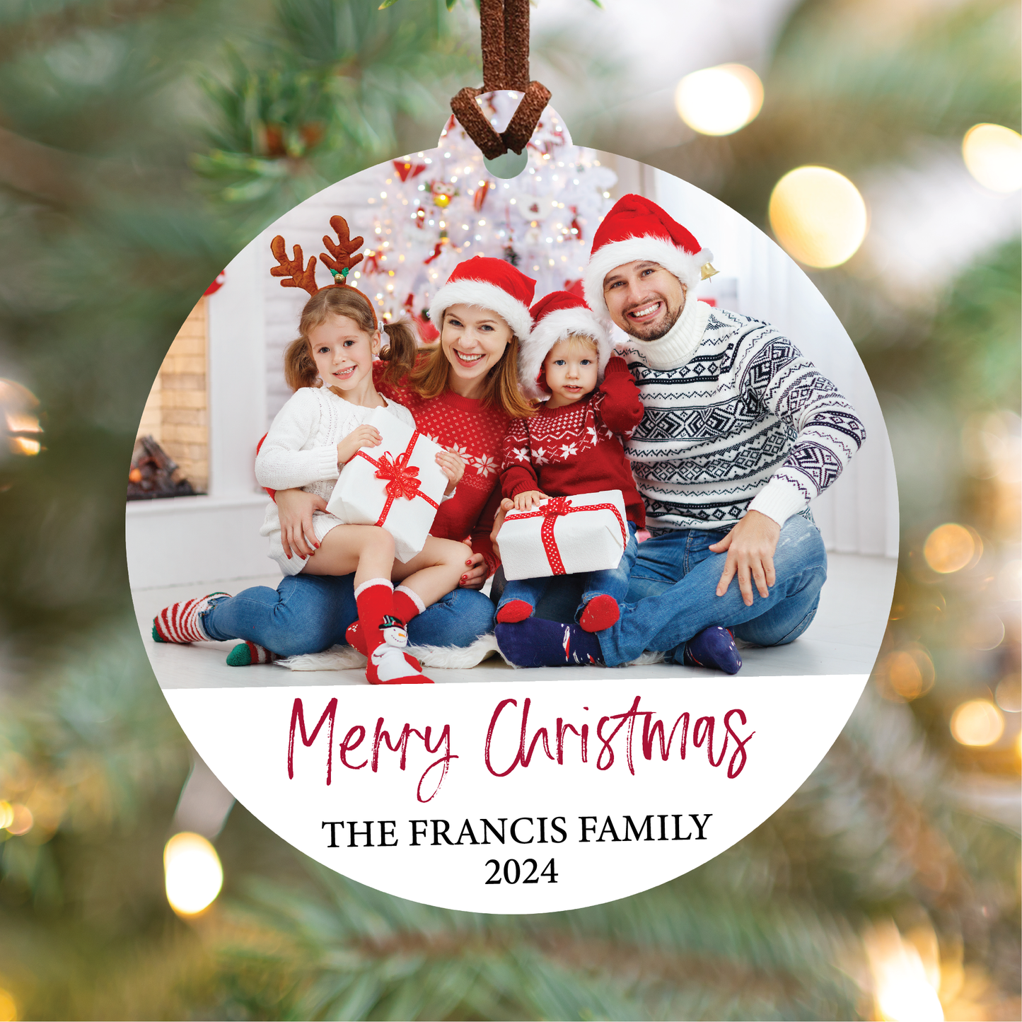 Merry Christmas Family Photo Ornament