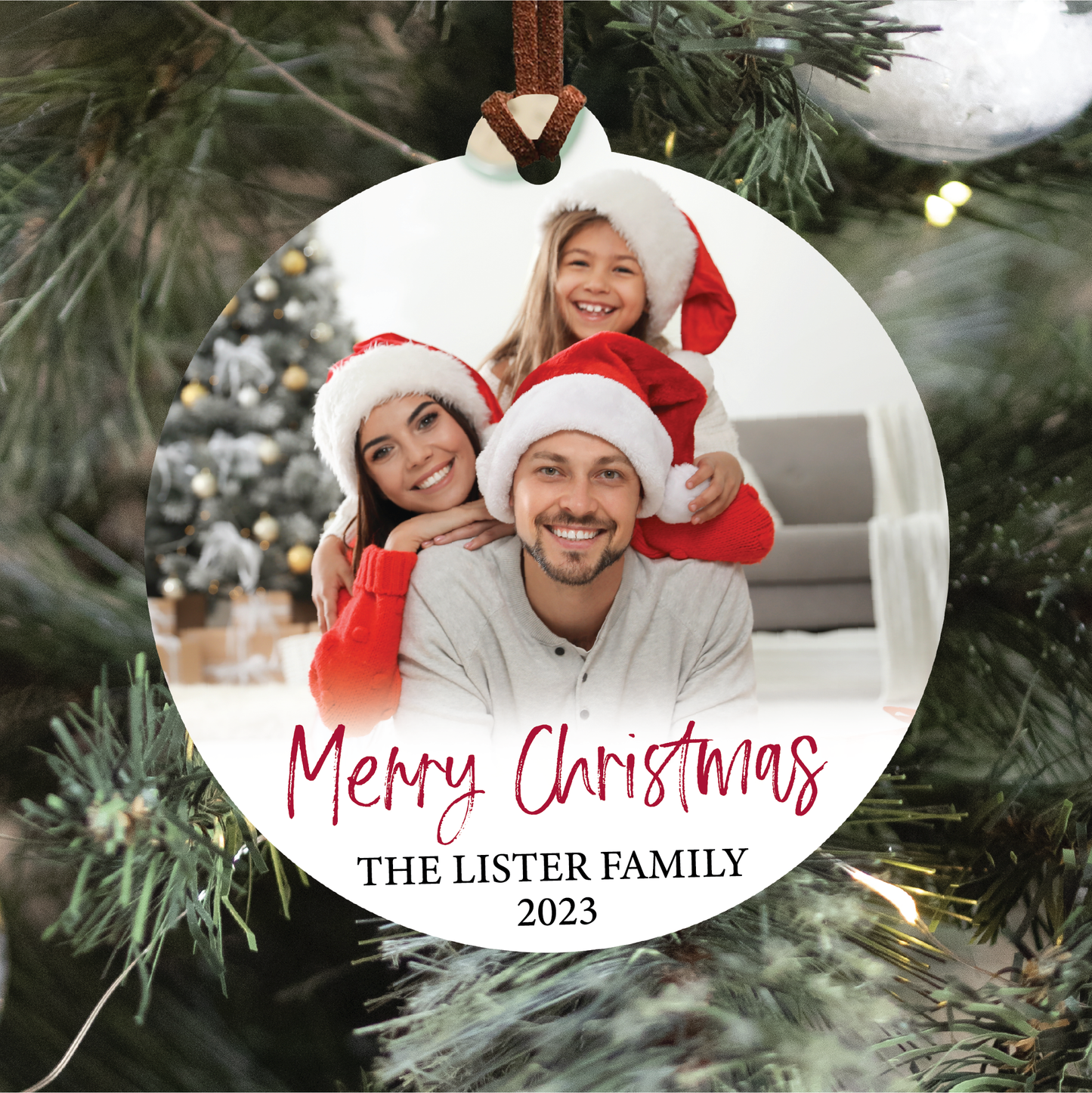 Merry Christmas Family Photo Ornament