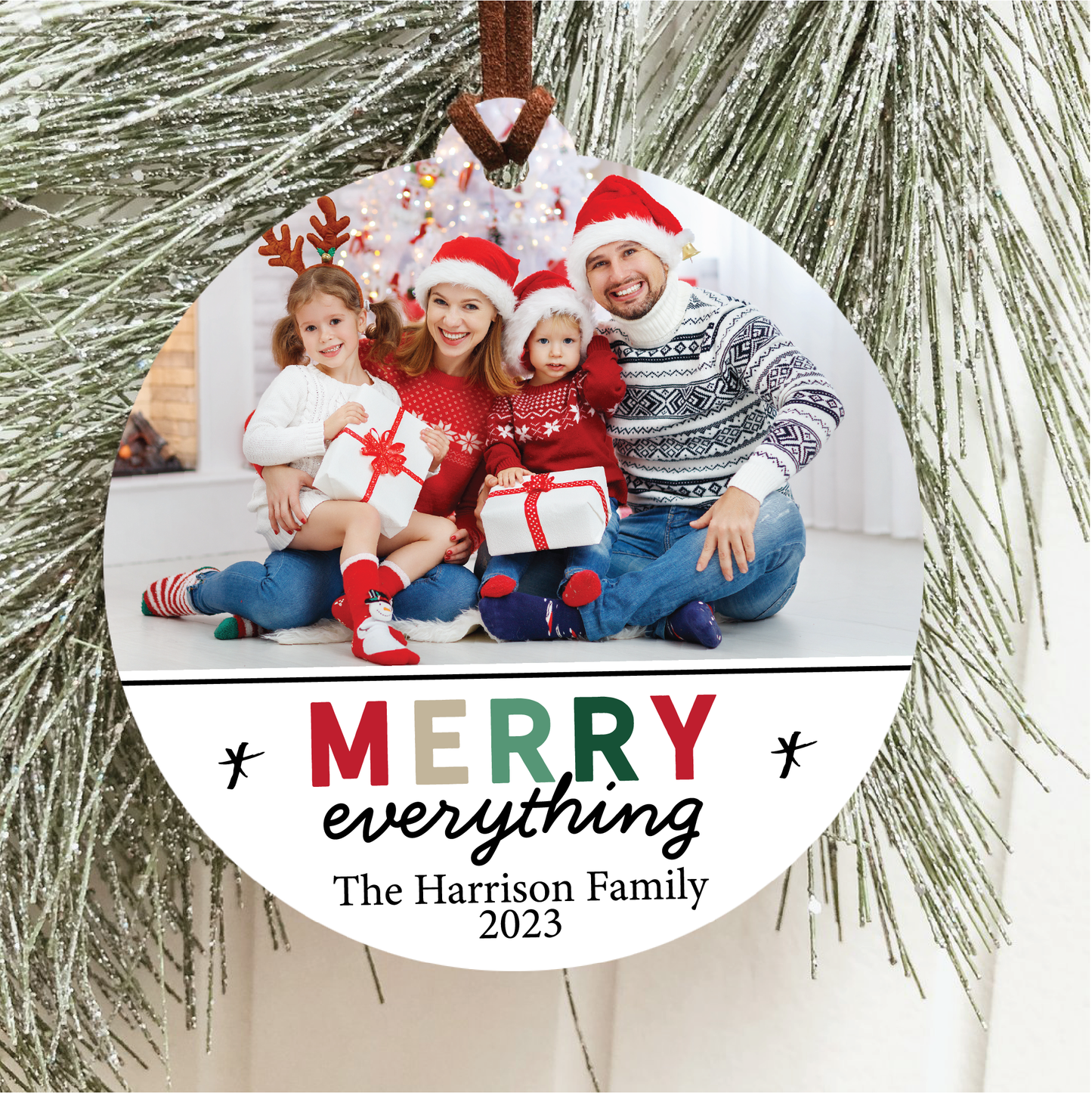 Merry Everything Family Photo Christmas Ornament