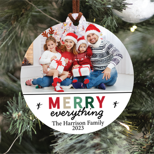 Merry Everything Family Photo Christmas Ornament