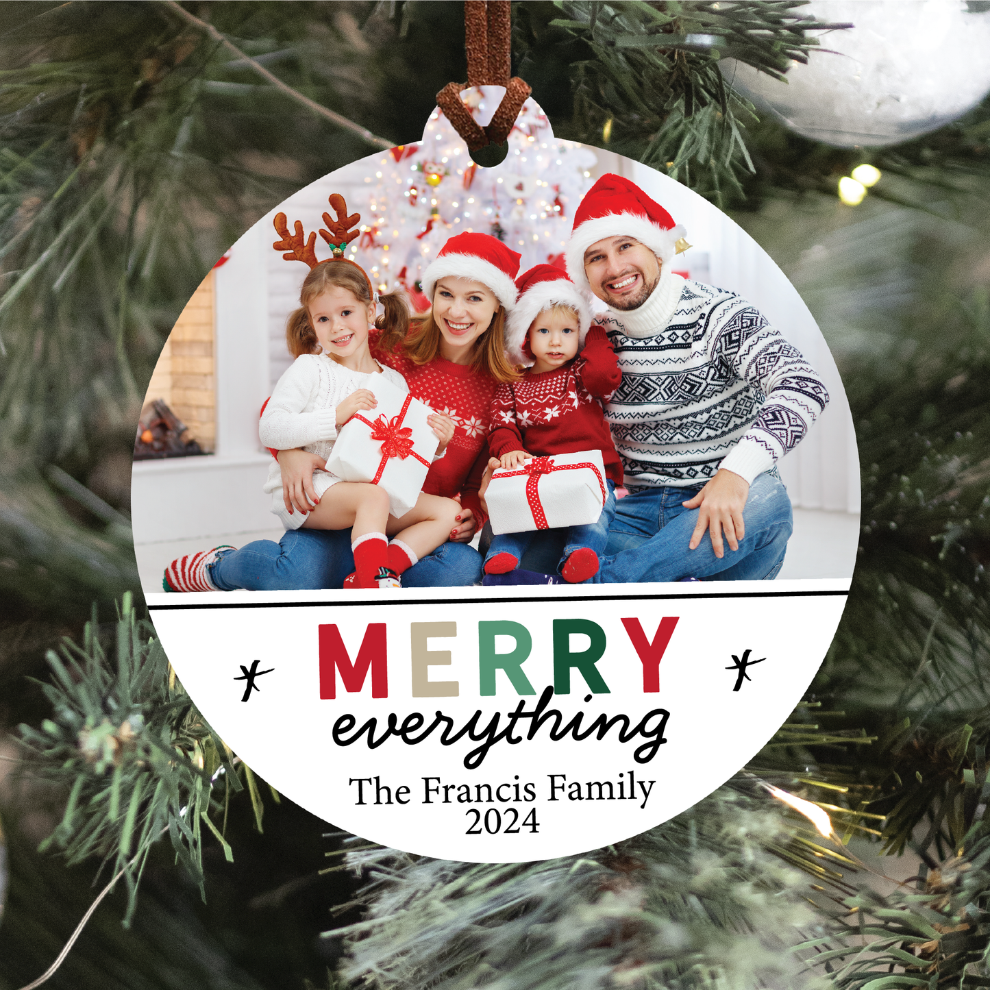 Merry Everything Family Photo Christmas Ornament