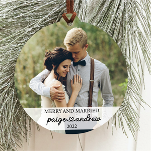 Merry and Married Photo Ornament