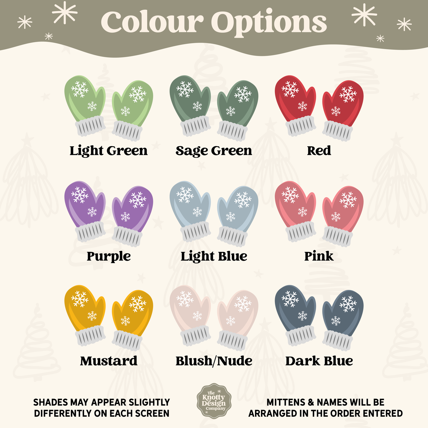 Grandchildren Names Christmas Ornament | Mittens