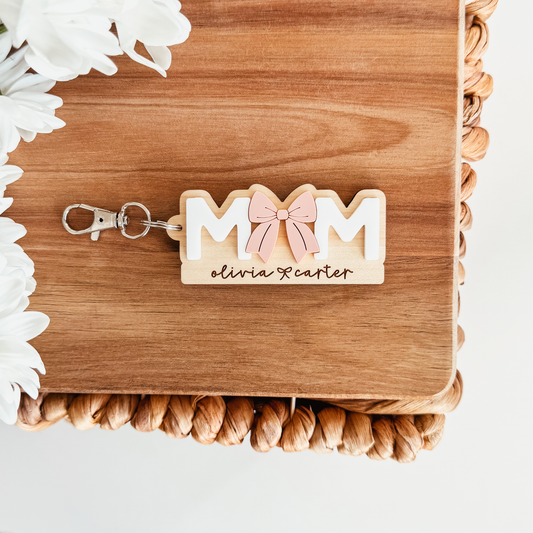 3D Bow Mom or Mama Keychain