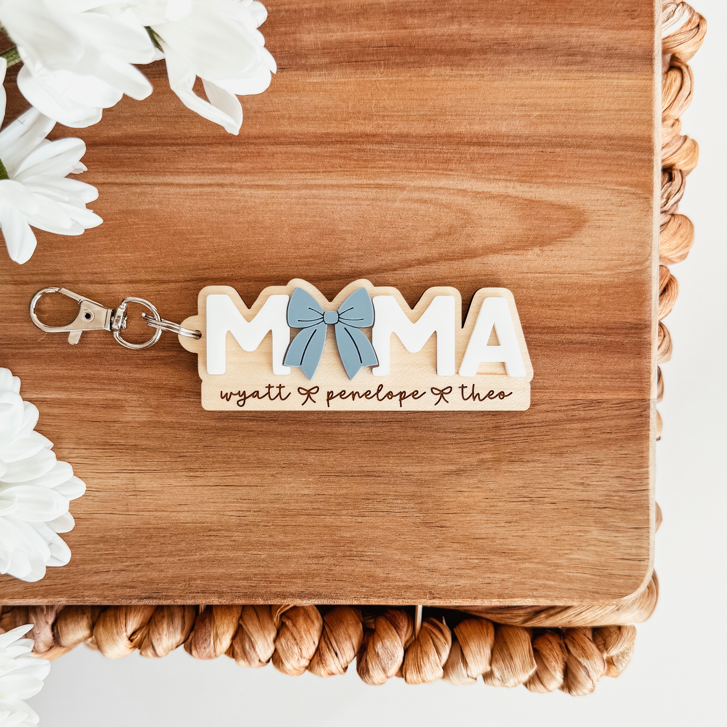 3D Bow Mom or Mama Keychain