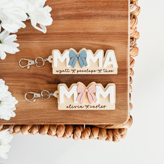 3D Bow Mom or Mama Keychain