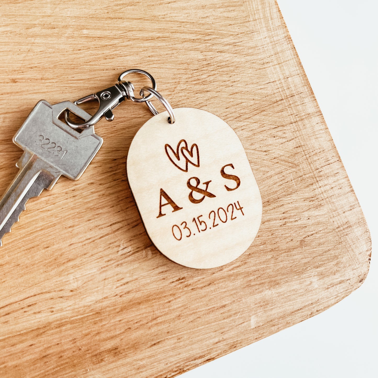 Date and Initials Photo Keychain