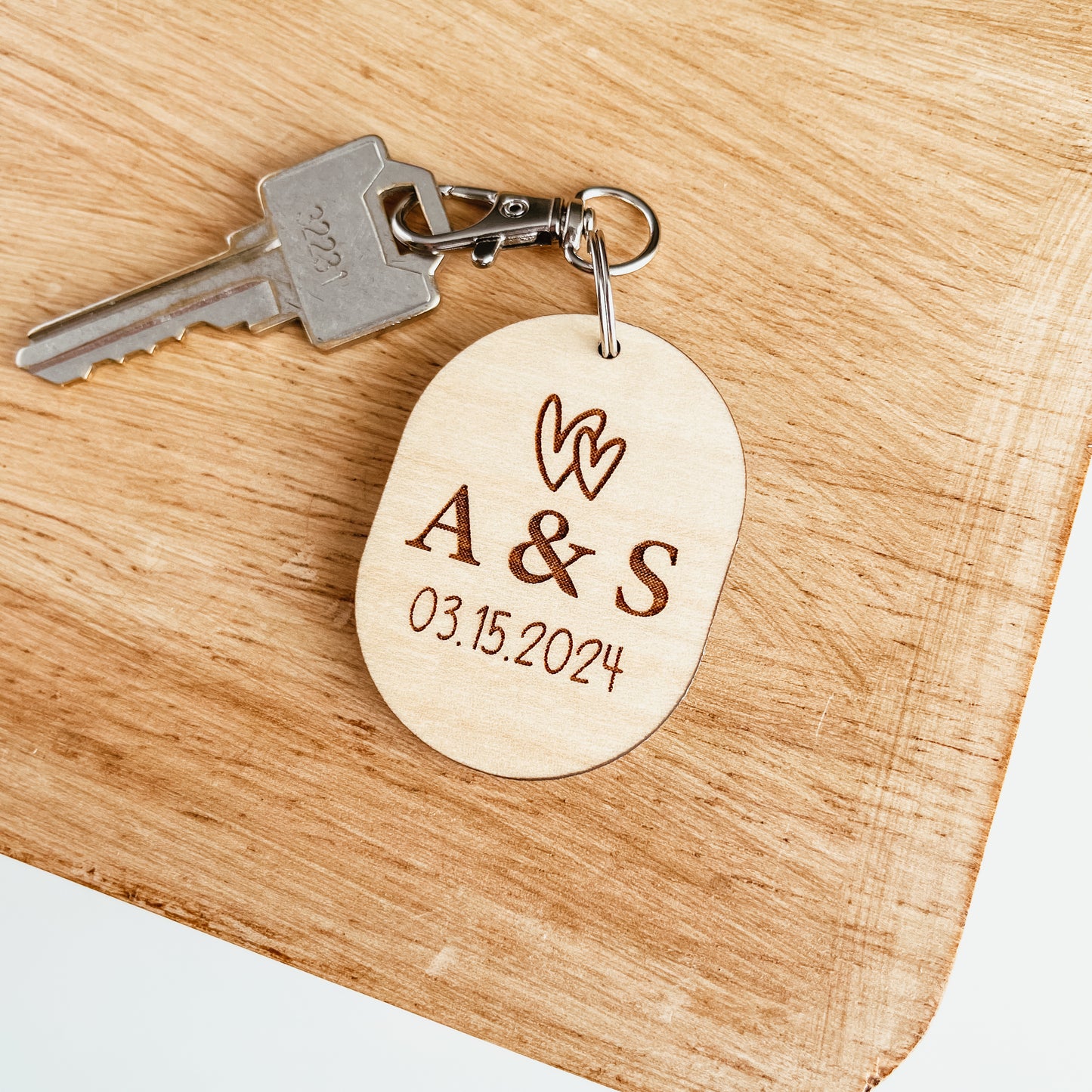 Date and Initials Photo Keychain