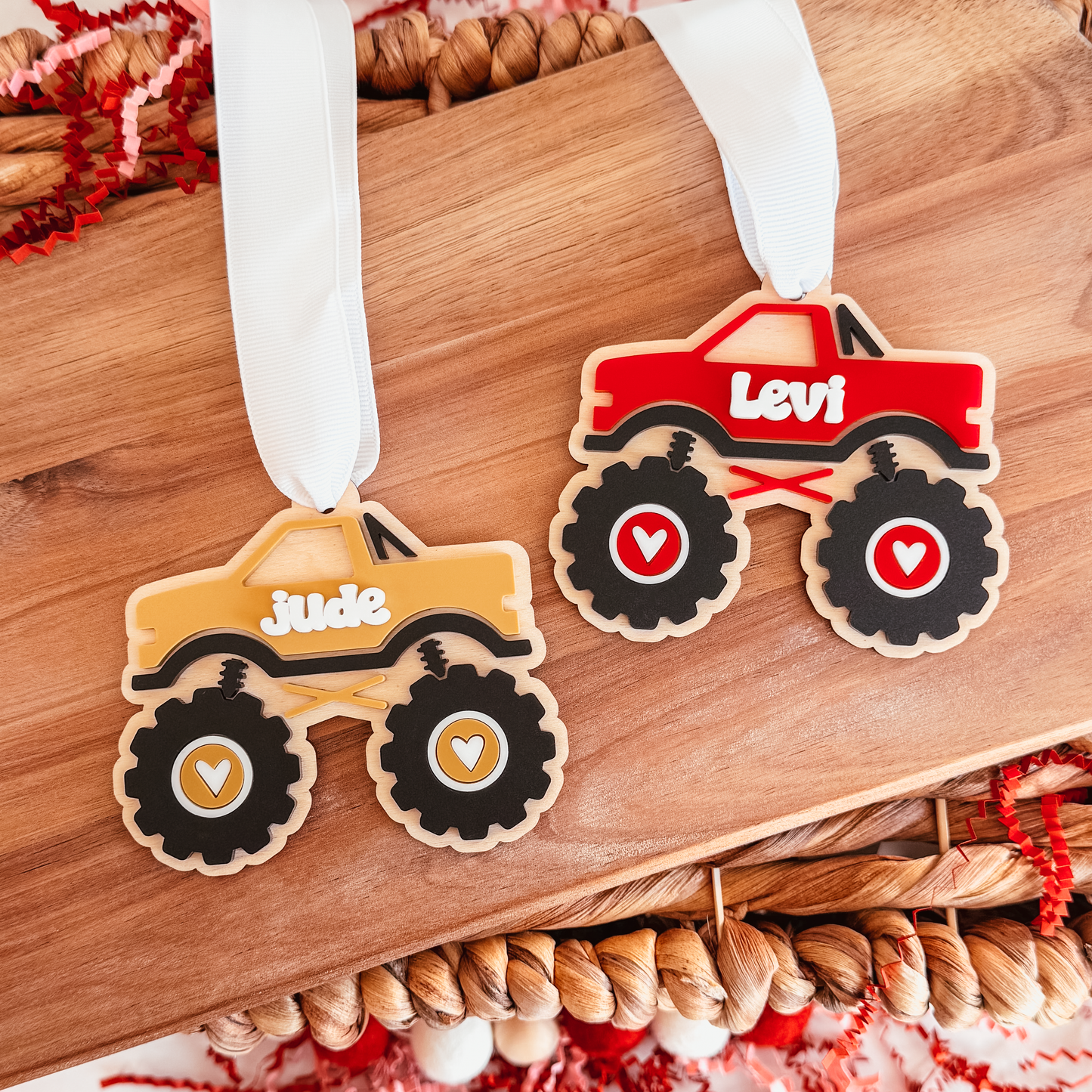 Heart Monster Truck Valentine's Day Tag