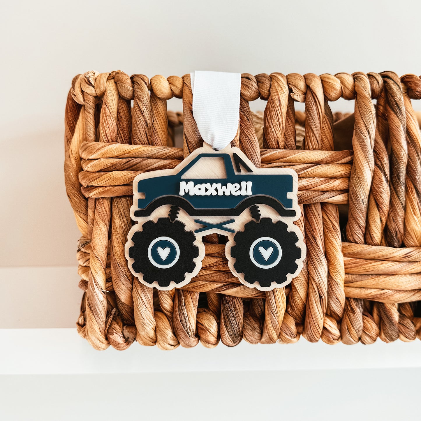Heart Monster Truck Valentine's Day Tag