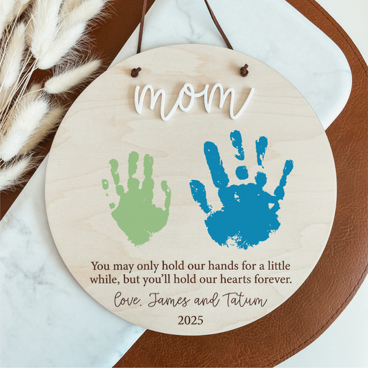 Mom Handprint Pennant Sign