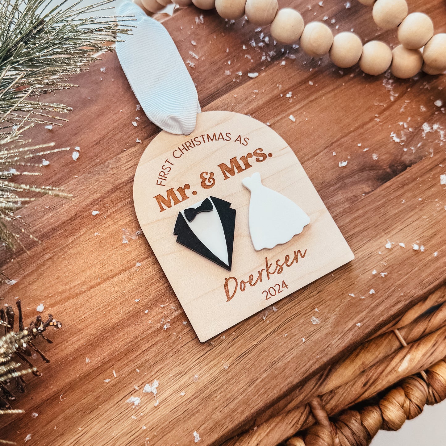 3D Newlywed Christmas Ornament