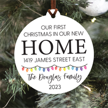 Load image into Gallery viewer, Personalized New Home Christmas Ornament | House or Round | V1 Lights