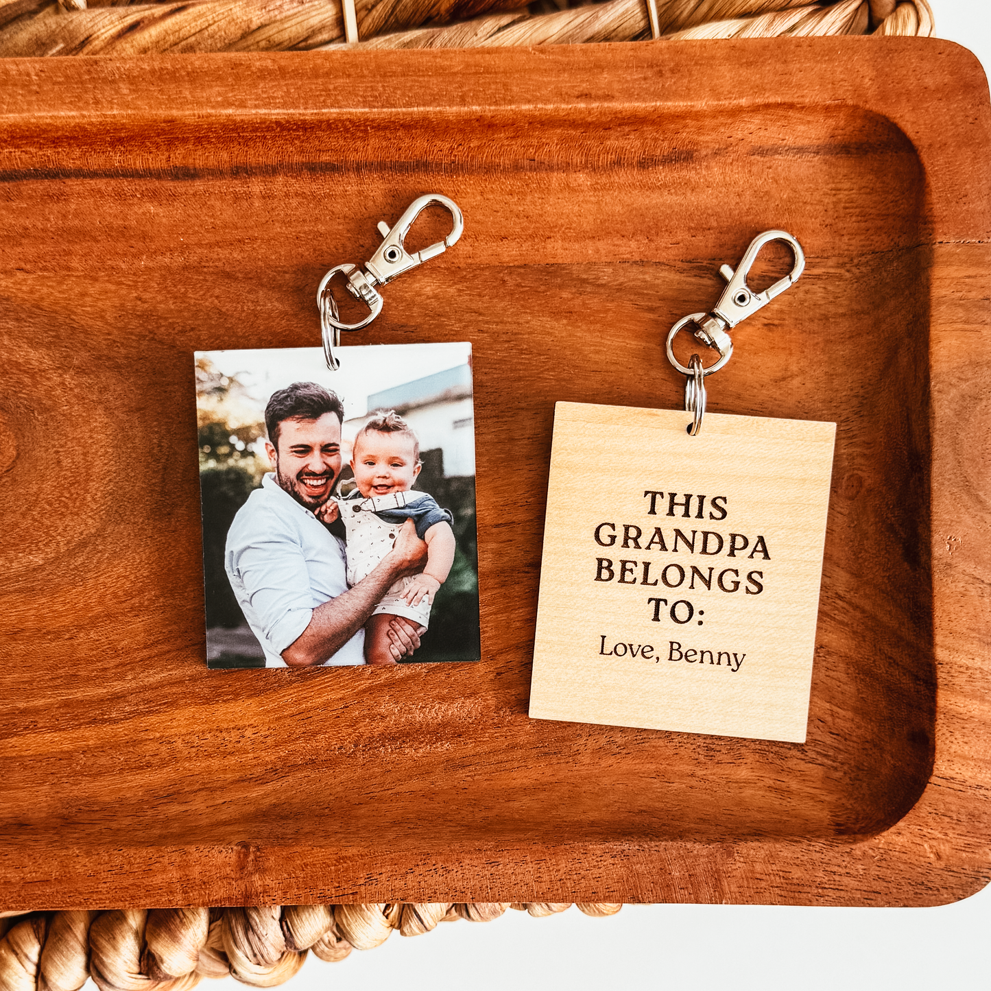Rectangle Custom Photo and Text Keychain