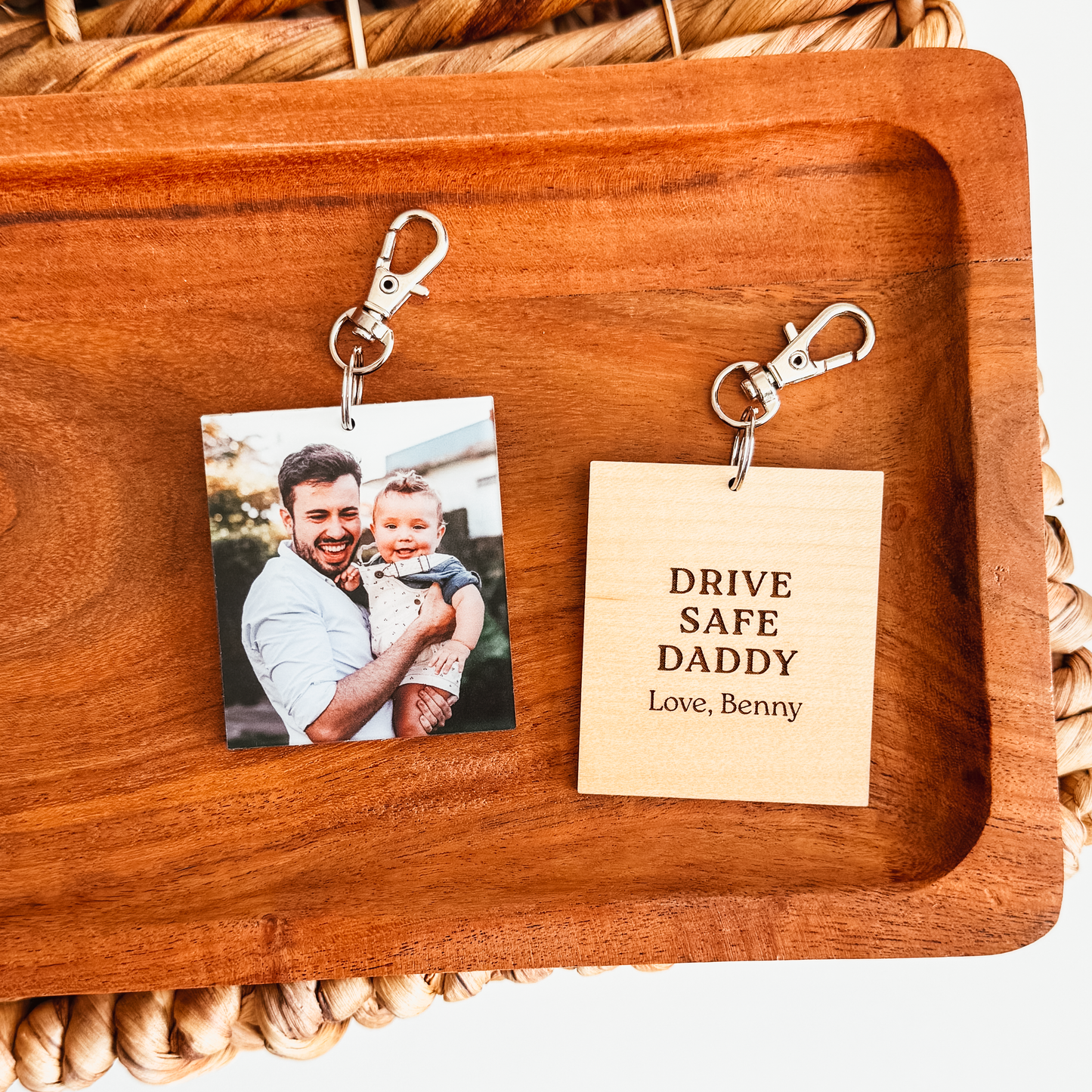Rectangle Custom Photo and Text Keychain