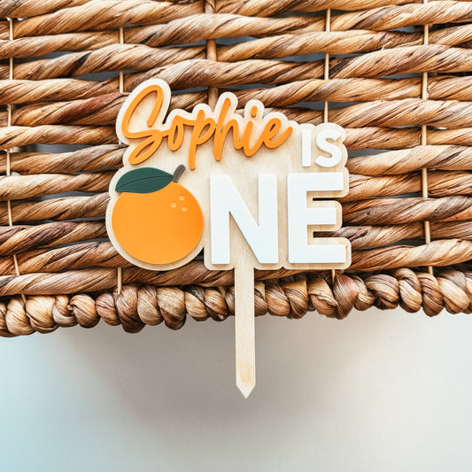 Custom One Orange Cake Topper