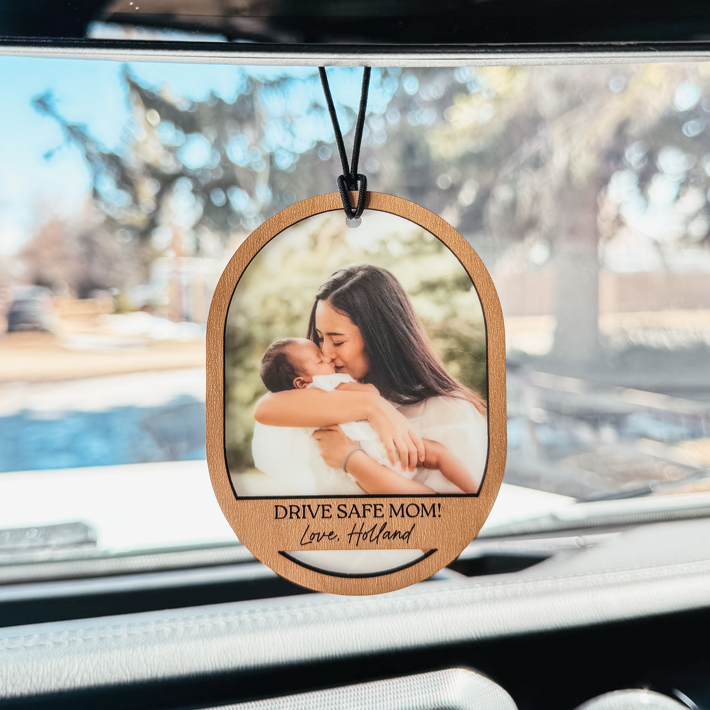 Wood and Acrylic Car Photo Charm