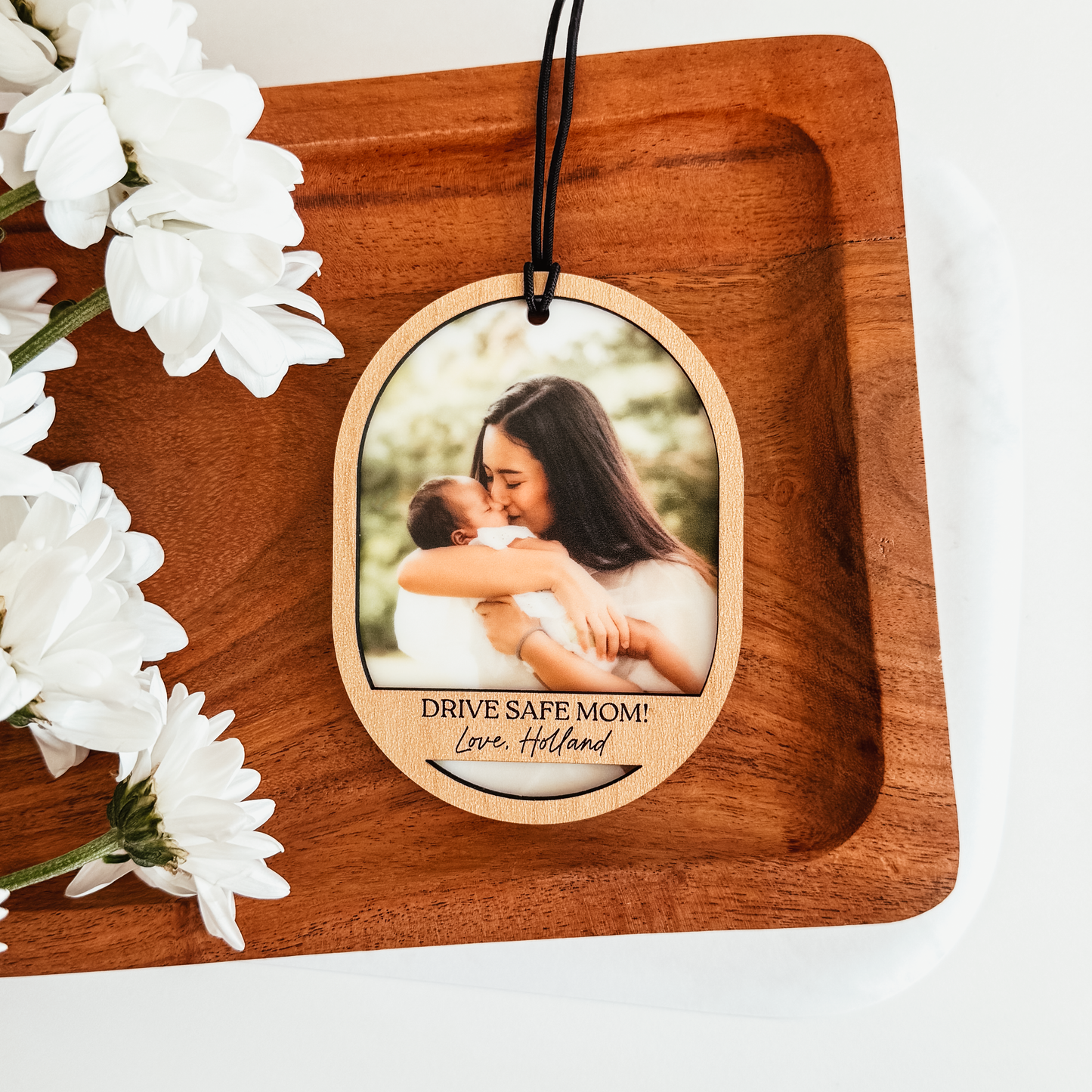 Wood and Acrylic Car Photo Charm