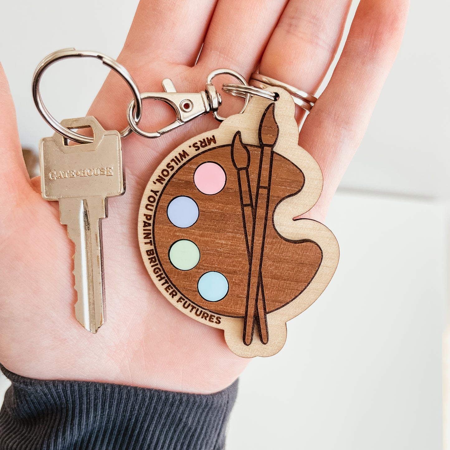 3D Paint Palette Teacher Keychain