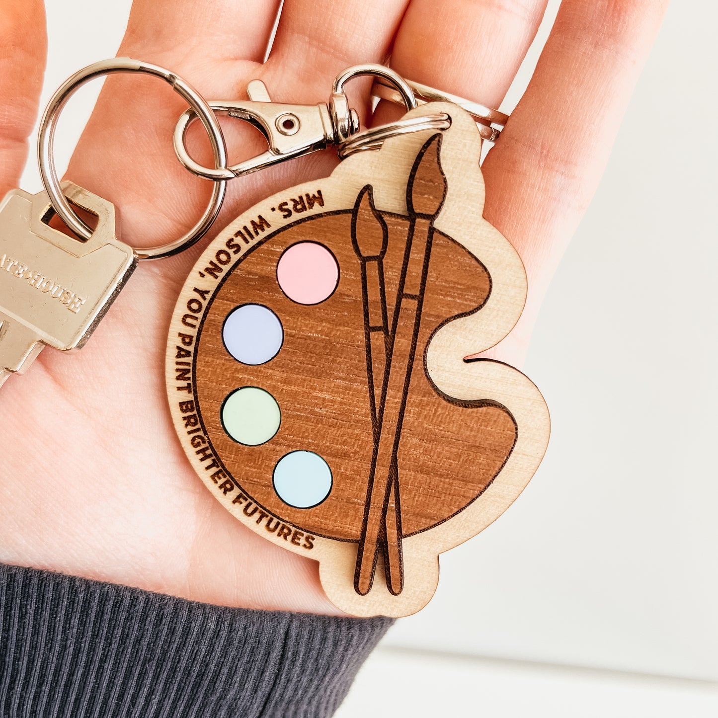 3D Paint Palette Teacher Keychain