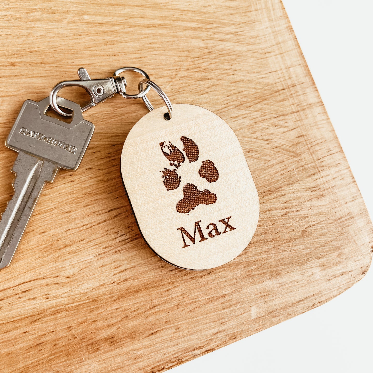 Actual Paw Print Photo Keychain