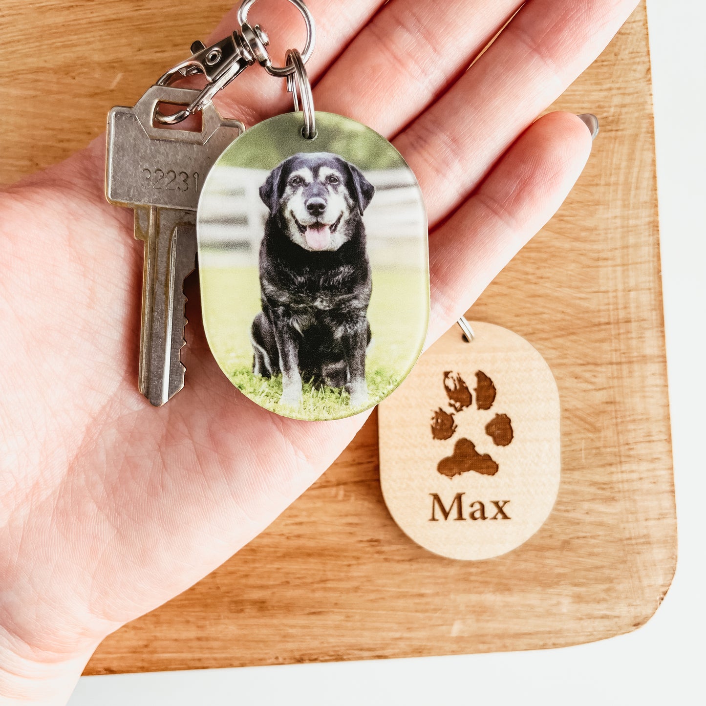 Actual Paw Print Photo Keychain