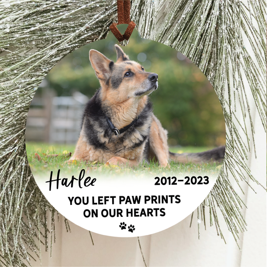 Pet Memorial Ornament | Paw Prints On Our Hearts