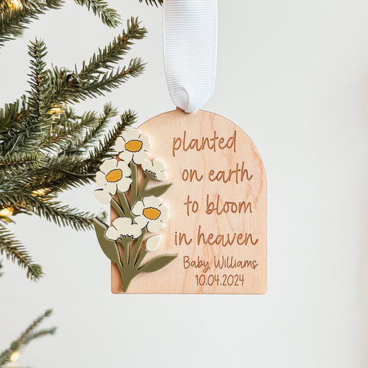 Planted On Earth To Bloom In Heaven 3D Wooden Christmas Ornament