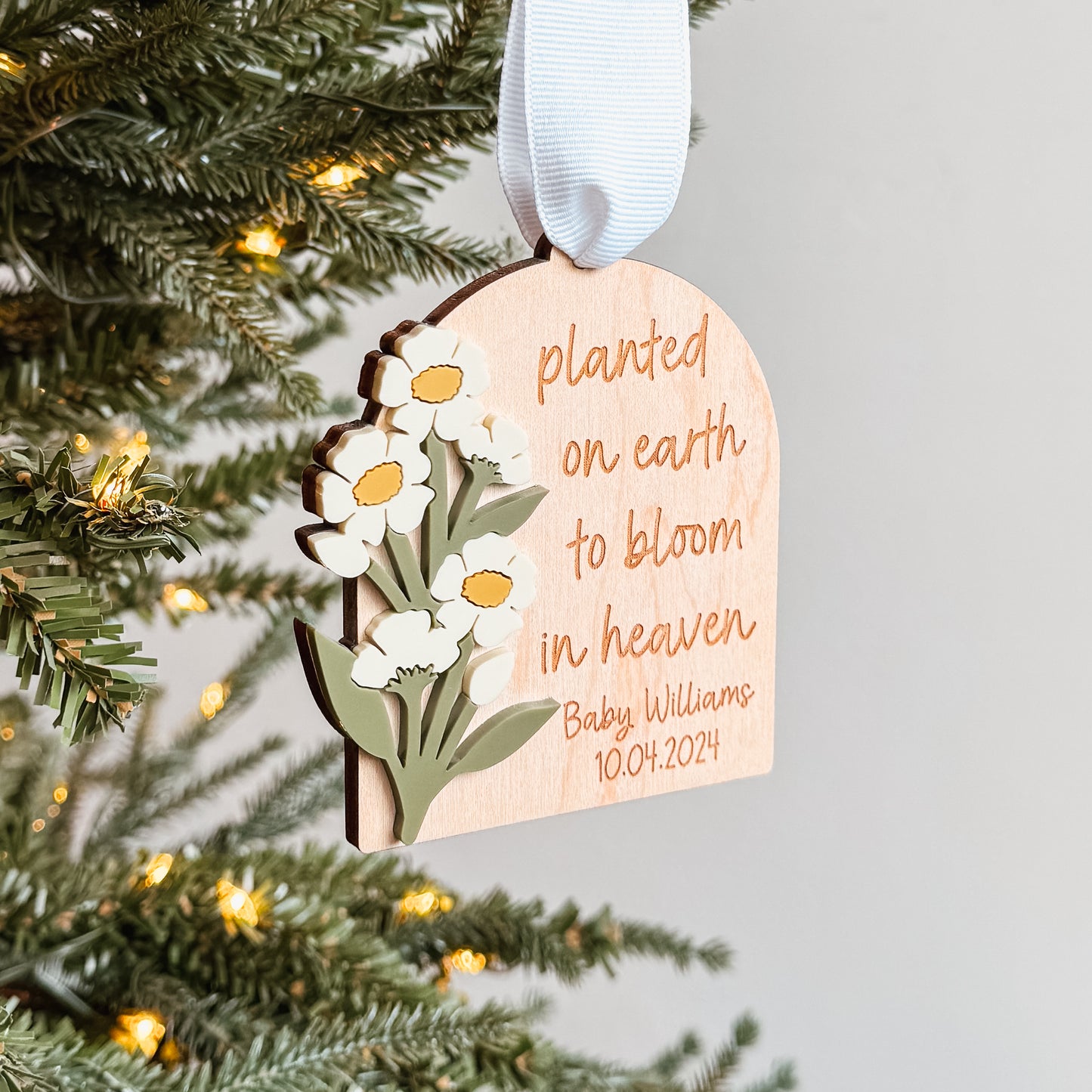 Planted On Earth To Bloom In Heaven 3D Wooden Christmas Ornament