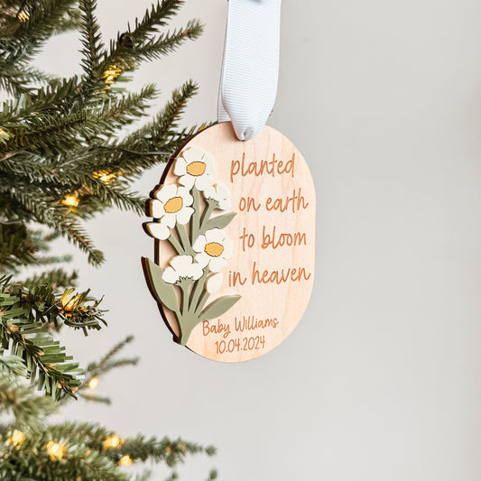 Planted On Earth To Bloom In Heaven 3D Wooden Christmas Ornament