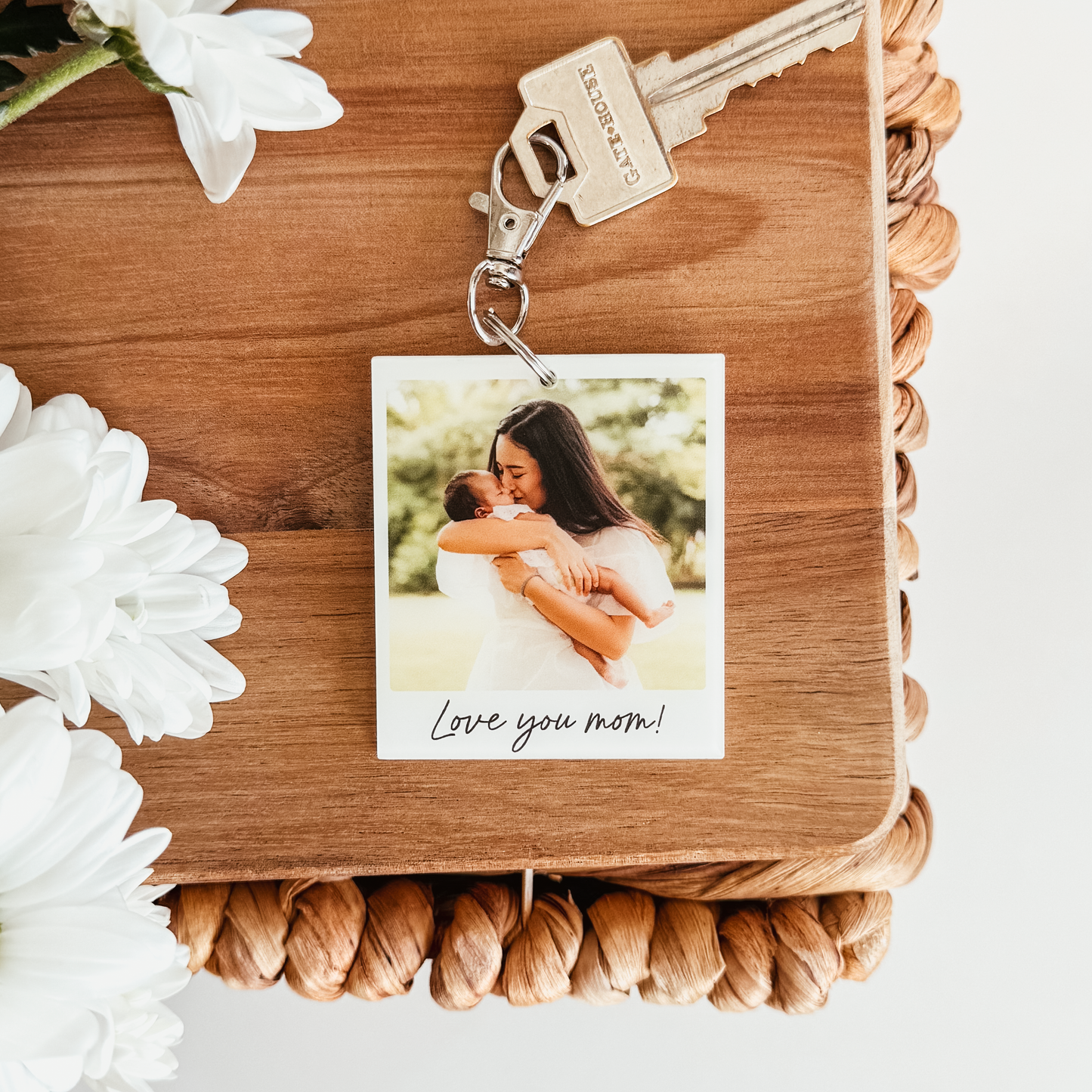 Polaroid-Inspired Custom Photo and Text Keychain