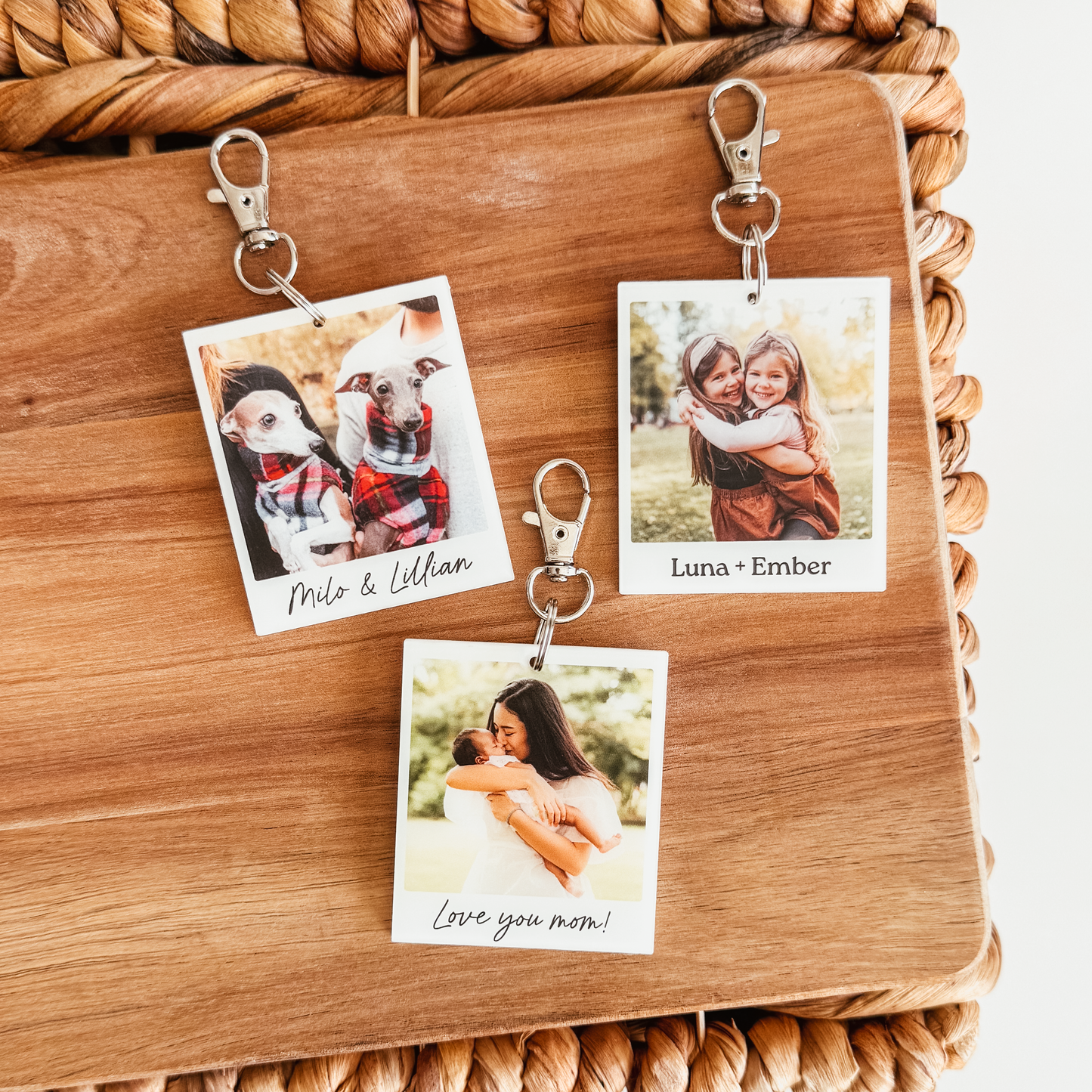 Polaroid-Inspired Custom Photo and Text Keychain