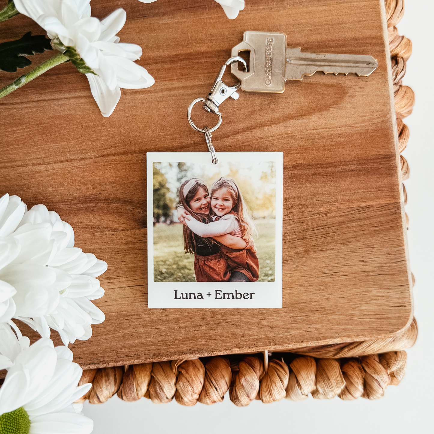 Polaroid-Inspired Custom Photo and Text Keychain