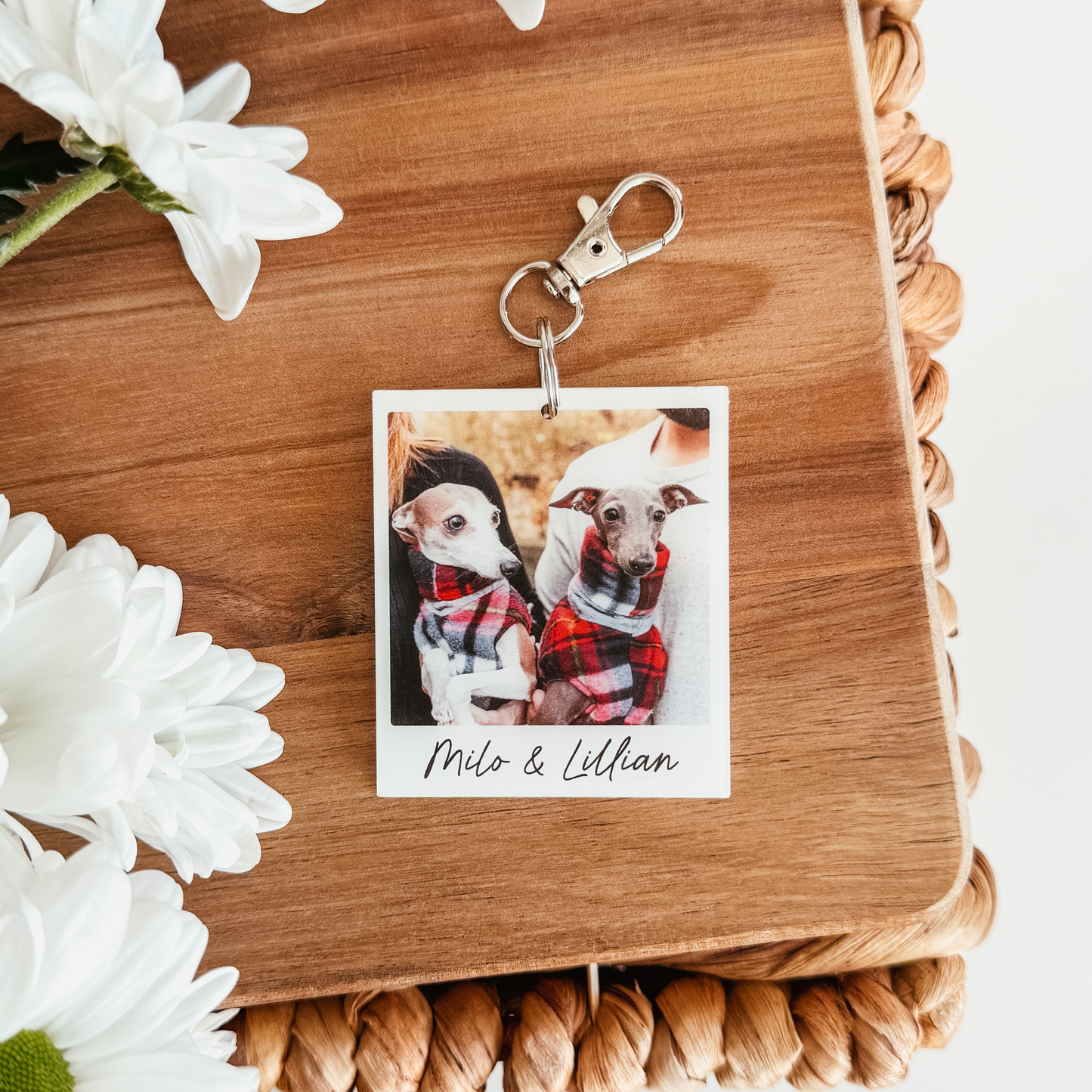 Polaroid-Inspired Custom Photo and Text Keychain