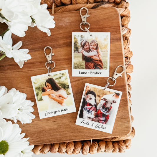Polaroid-Inspired Custom Photo and Text Keychain