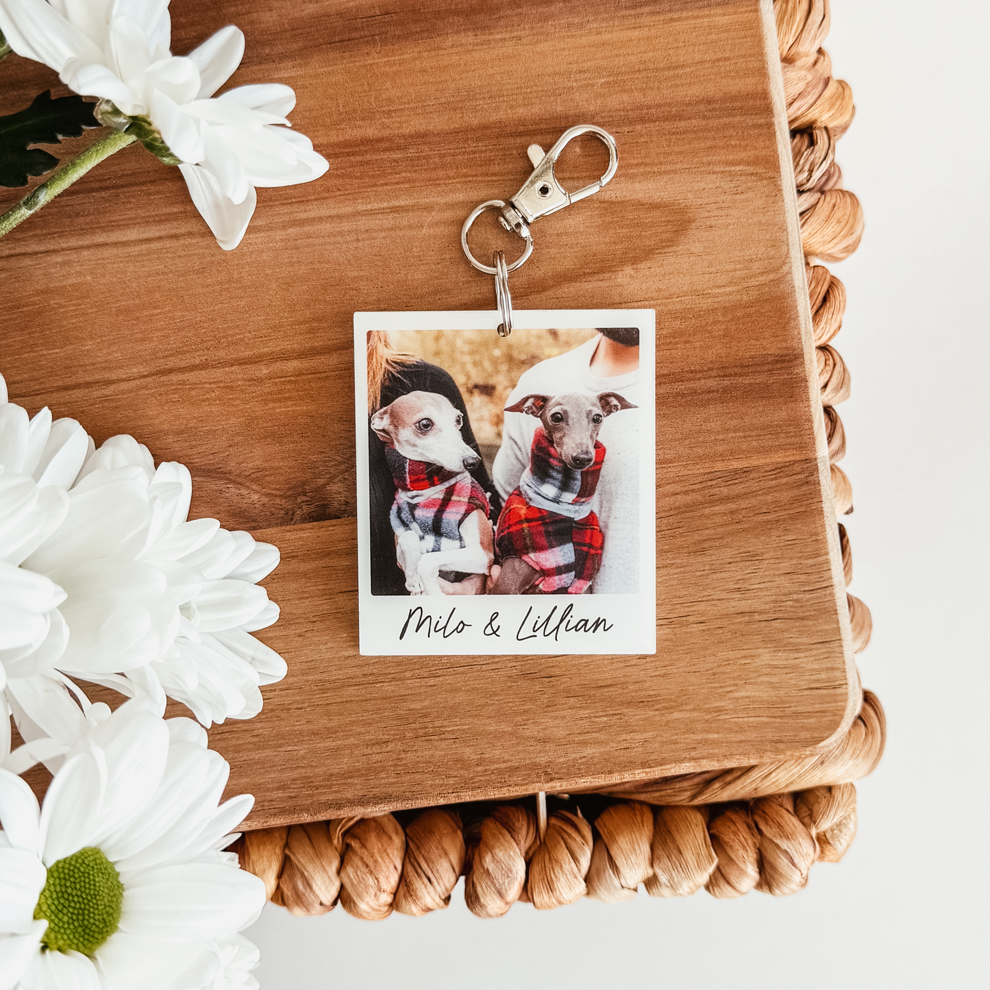 Polaroid-Inspired Custom Photo and Text Keychain