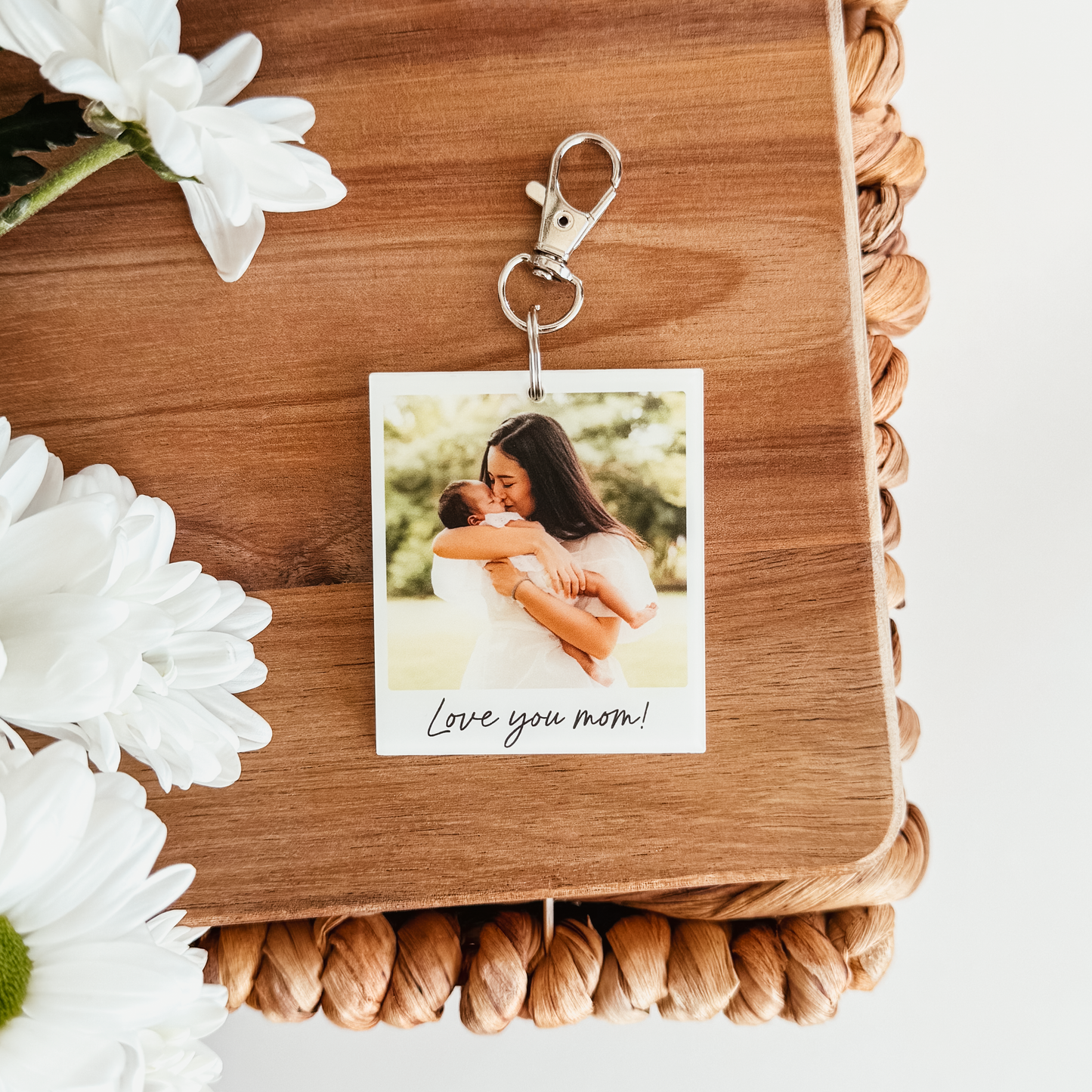 Polaroid-Inspired Custom Photo and Text Keychain