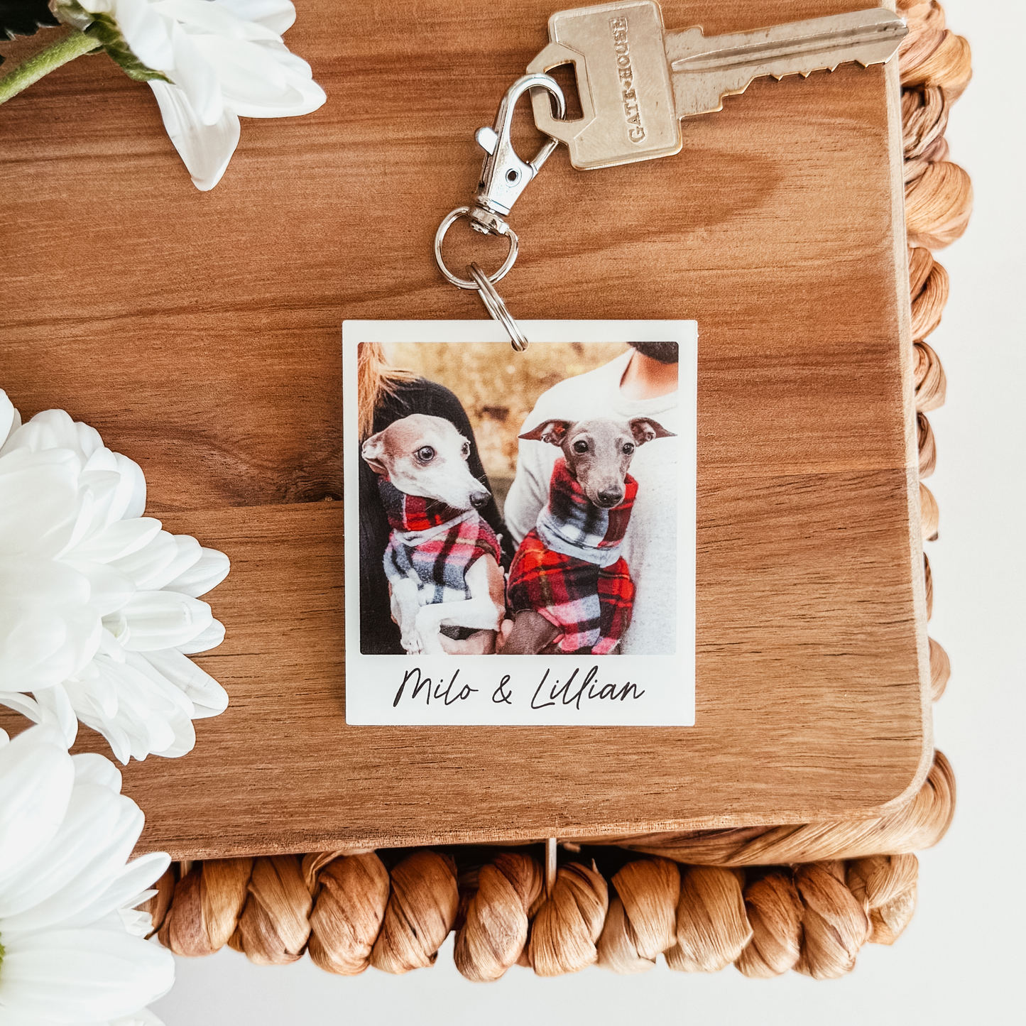 Polaroid-Inspired Custom Photo and Text Keychain