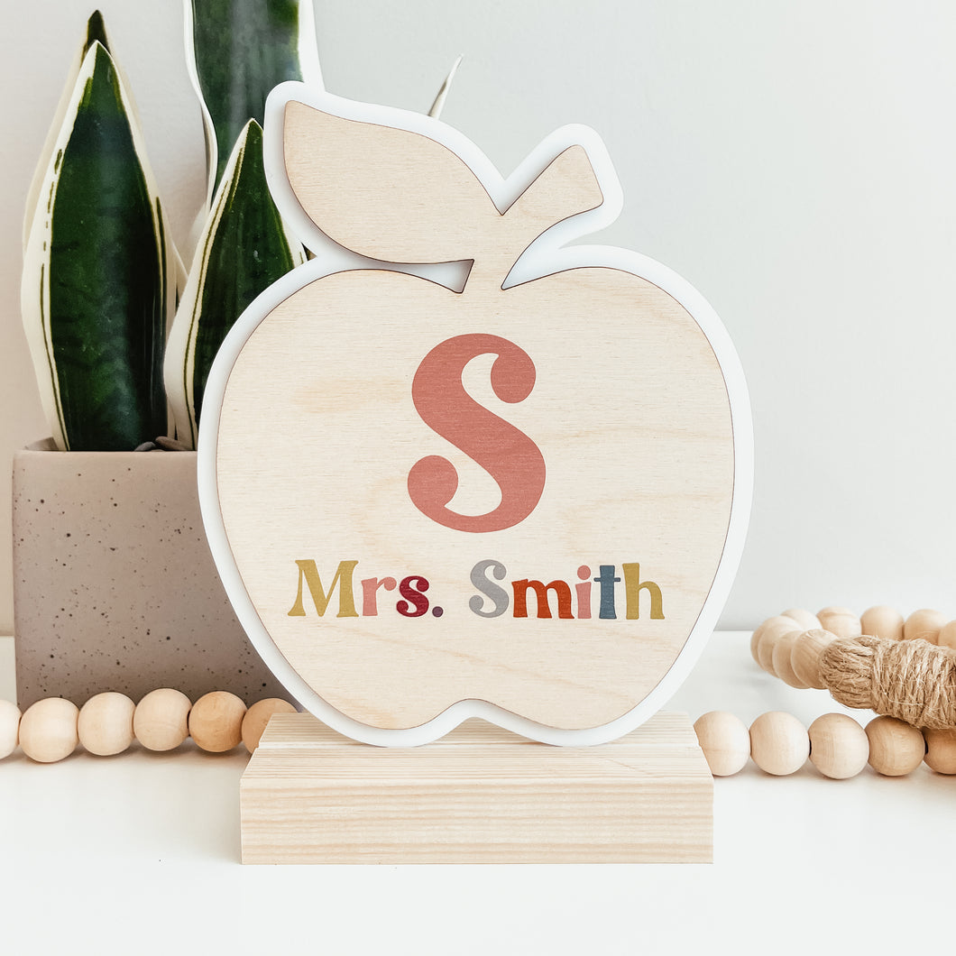 Teacher Apple Desk Sign (Printed)