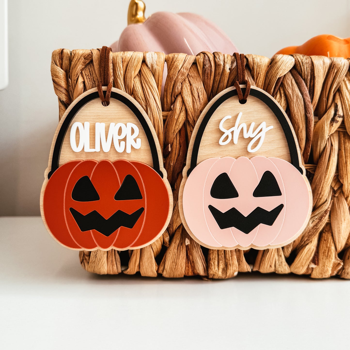 3D Pumpkin Candy Bucket Boo Basket Tag