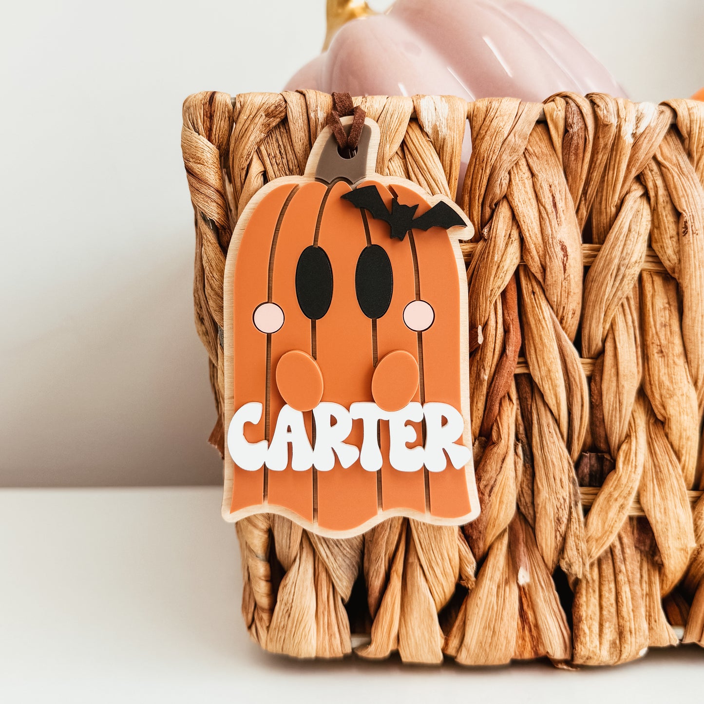 3D Pumpkin Ghost Tag