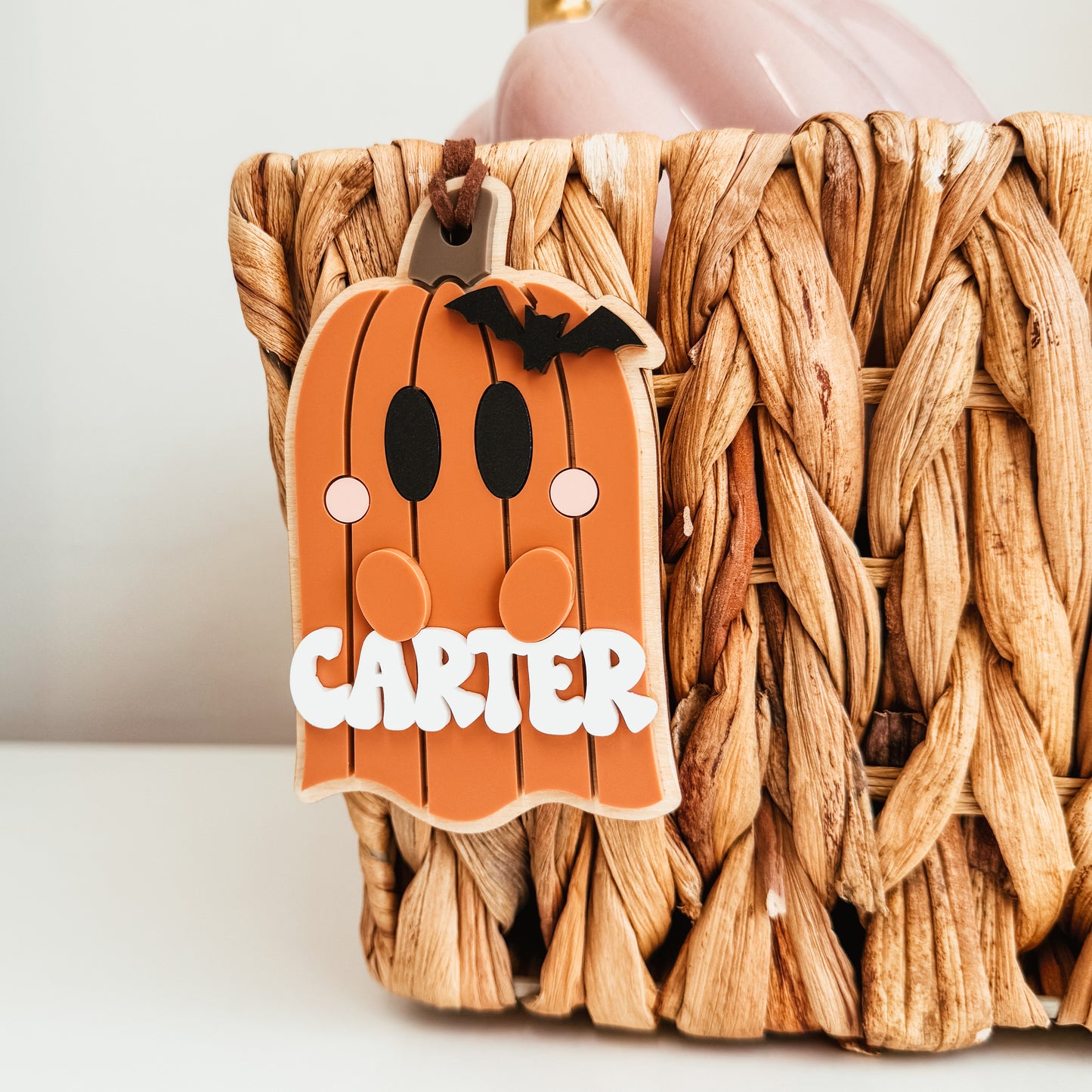 3D Pumpkin Ghost Tag