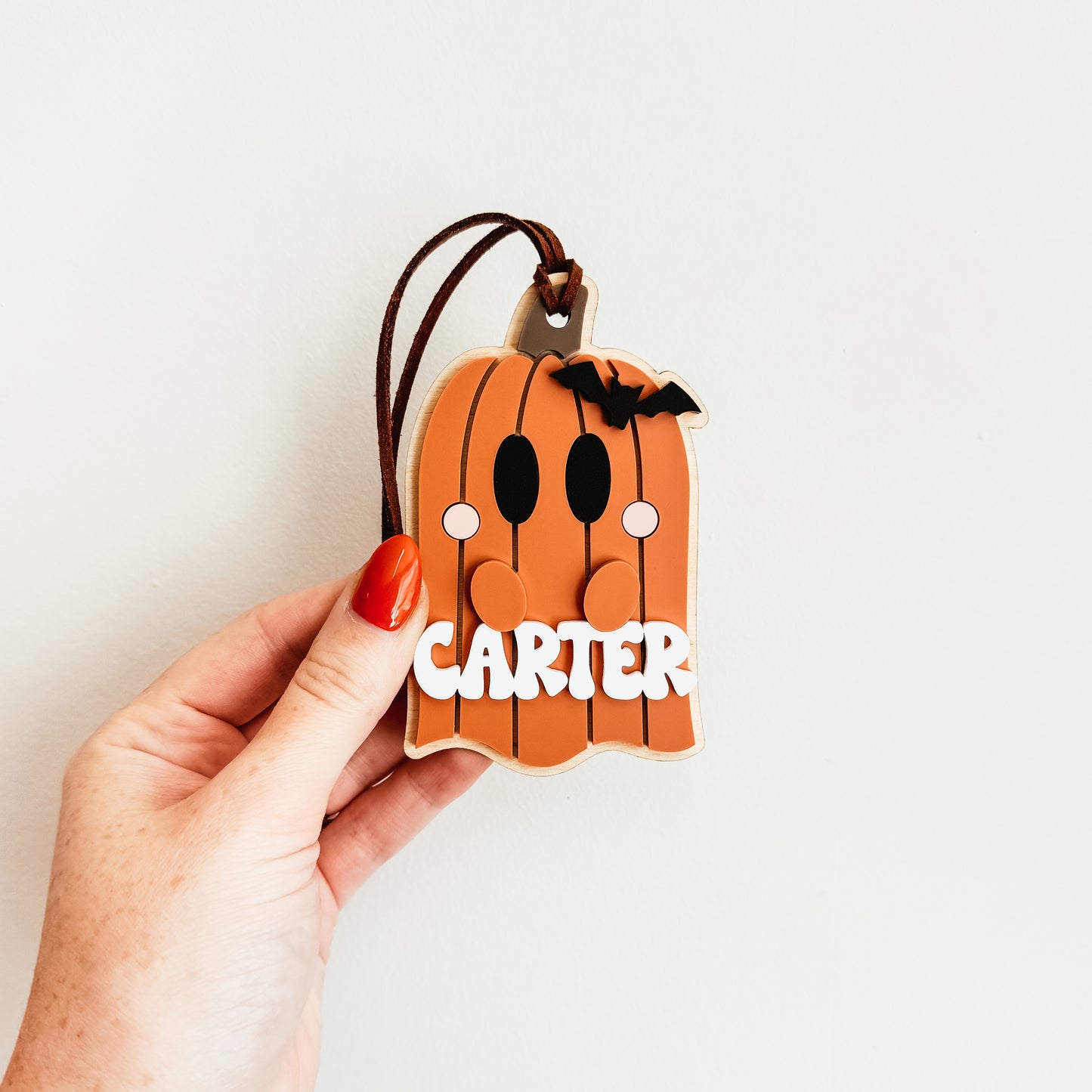 3D Pumpkin Ghost Tag