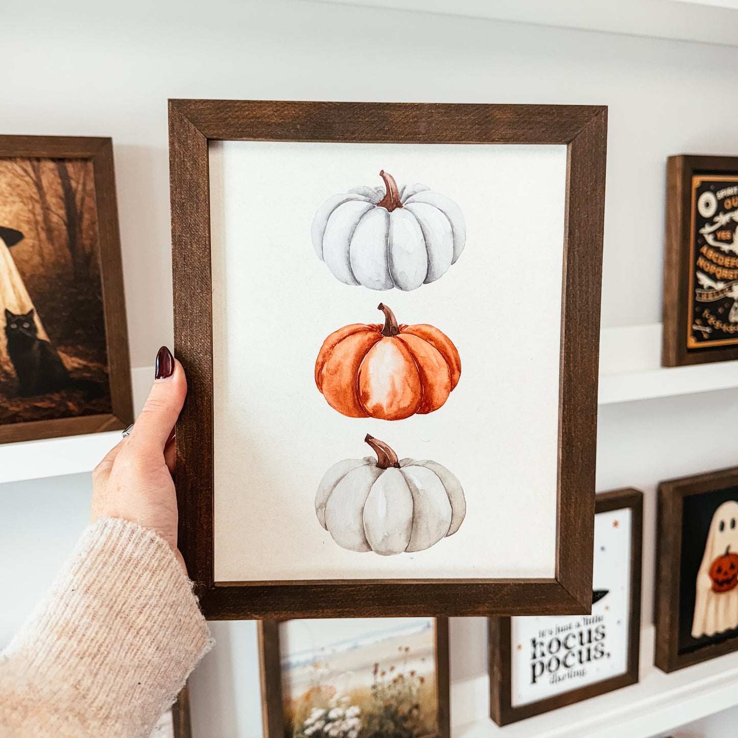 Pumpkin Trio Framed Wood Sign