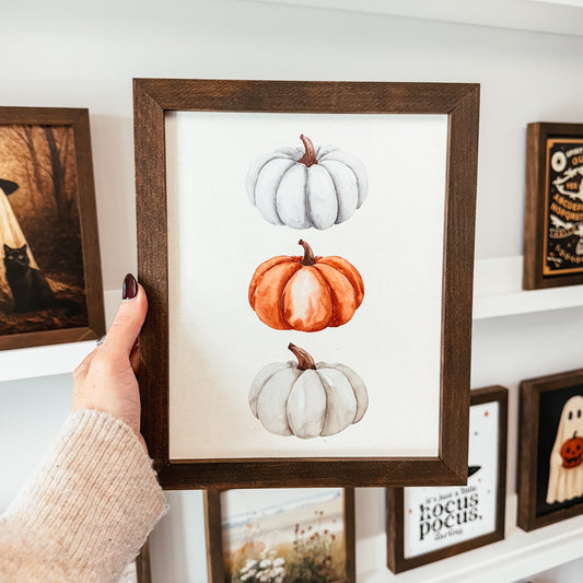 Pumpkin Trio Framed Wood Sign