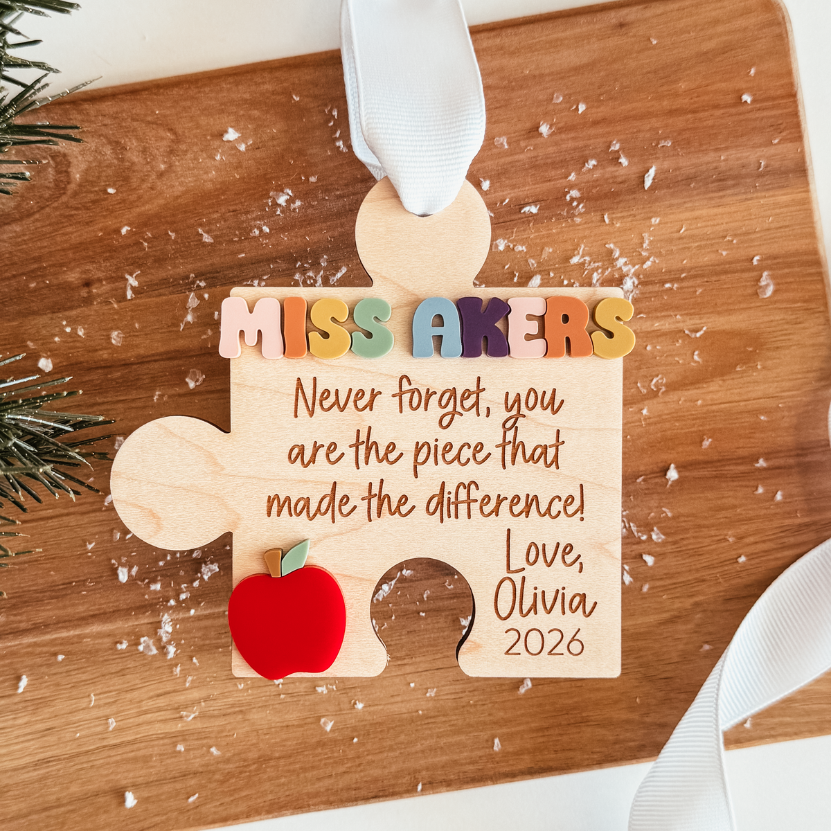 Personalized Teacher Puzzle Piece Christmas Ornament